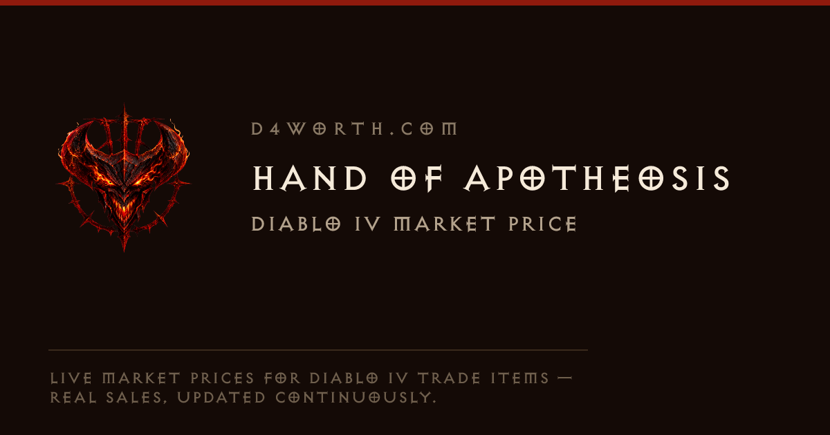 Hand of Apotheosis Price D4 — Unique Item · d4worth